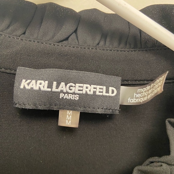 Karl Lagerfeld black blouse women’s size medium - Picture 4 of 7